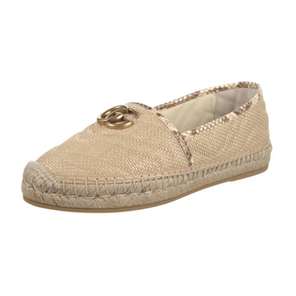 Gucci Women Chevron Raffia Espadrille with Double G, natural/brown. - Picture 6 of 14